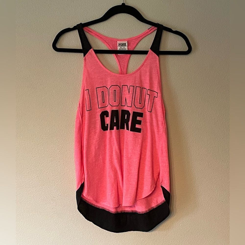 Victoria’s Secret PINK, Pink & Black, Oversized, Graphic Tank. Size XS.
